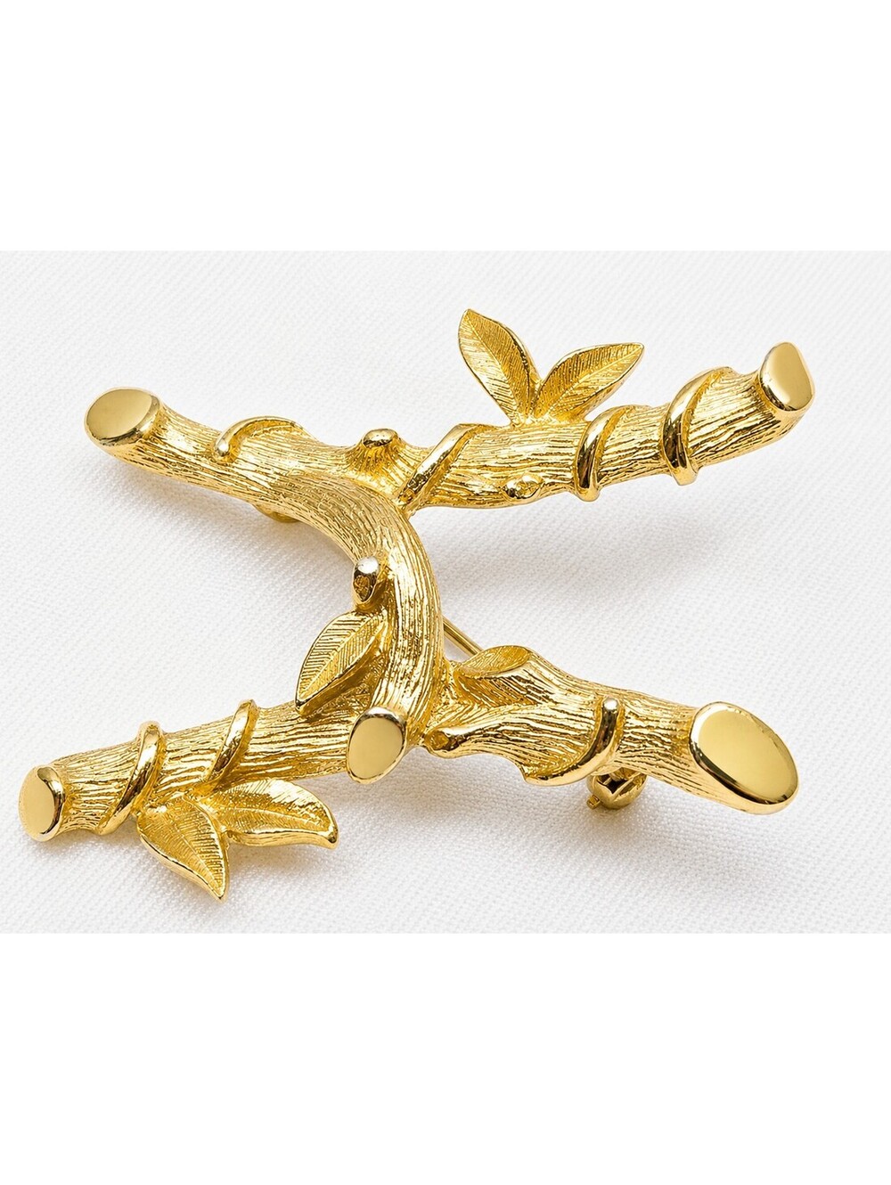 Vintage 1964 Sarah Coventry Bamboo Initial H Brooch Gold Tone Signed
